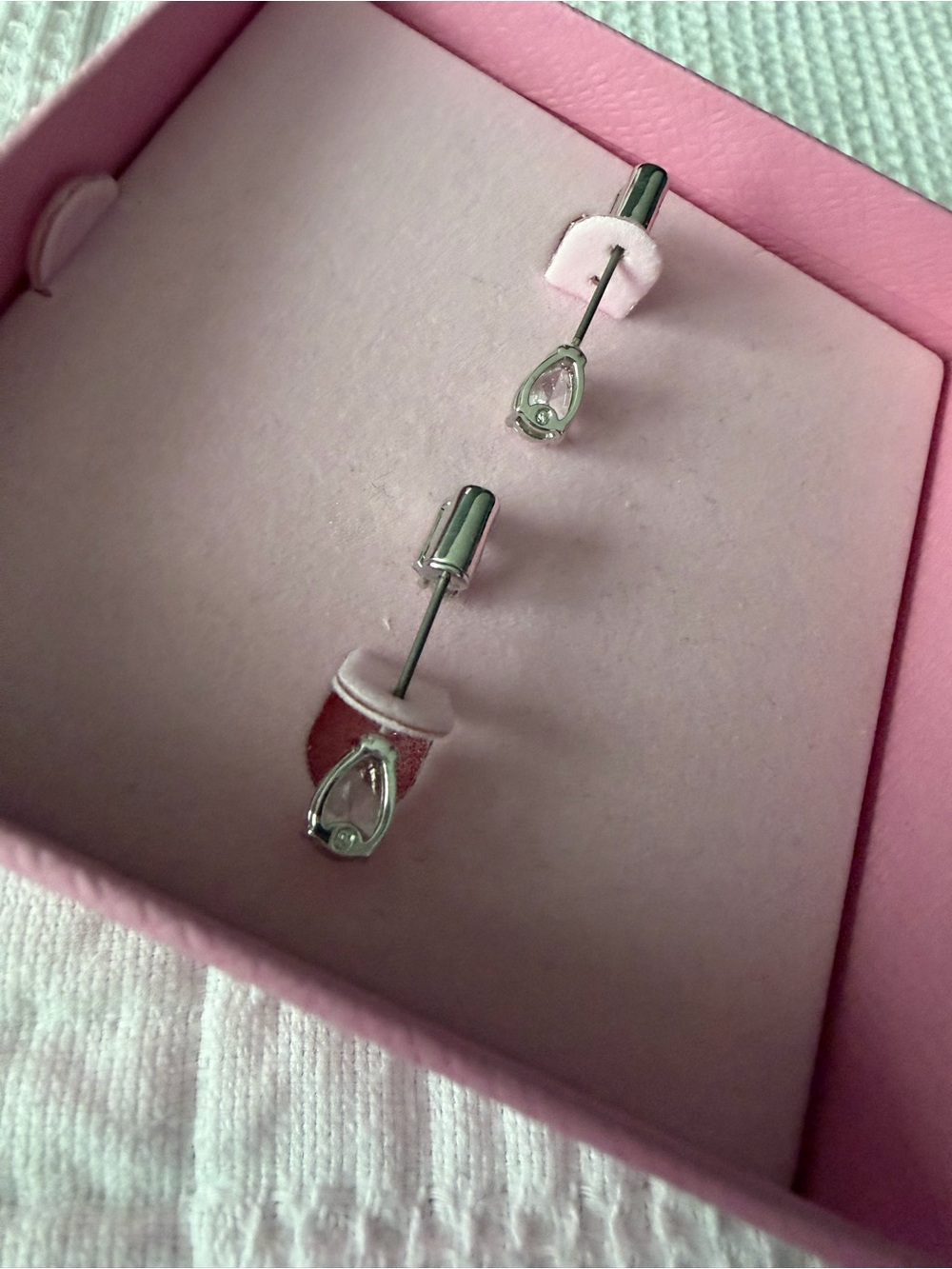 NWOT Swarovski Crystal Baguette & Pear Drop Earrings | Rhodium Plated - Picture 7 of 11